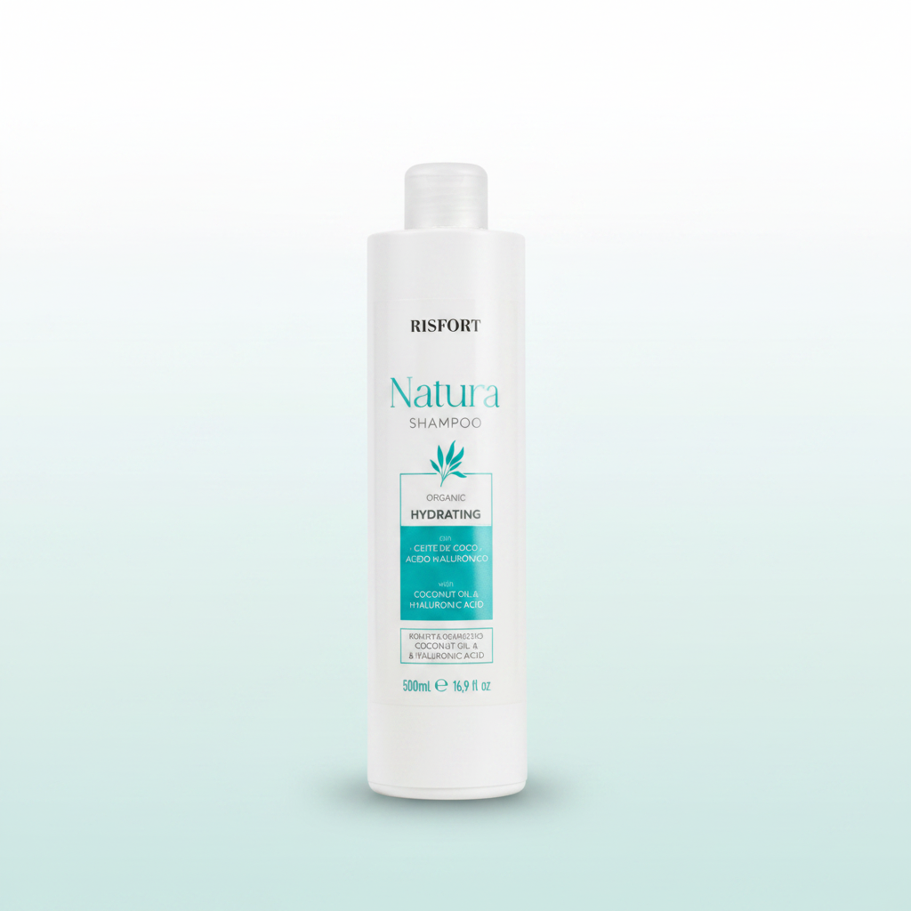 Champú Hidratante Orgánico Risfort Natura | Aceite de Coco + Ácido Hialurónico · Cabello Seco y Deshidratado · 500ml
