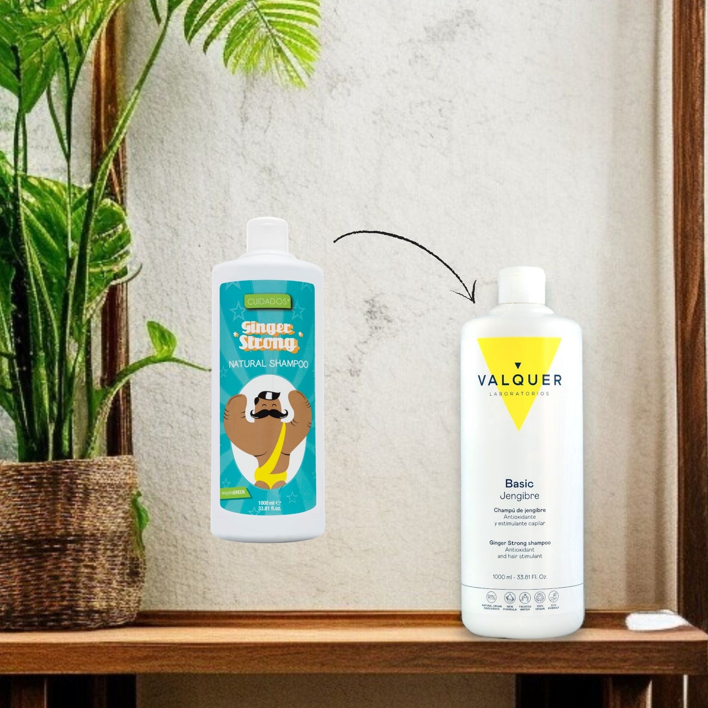 Champú Jengibre Ginger Strong - Anticaspa, Revitalizante y Fortalecedor - 1000 ml