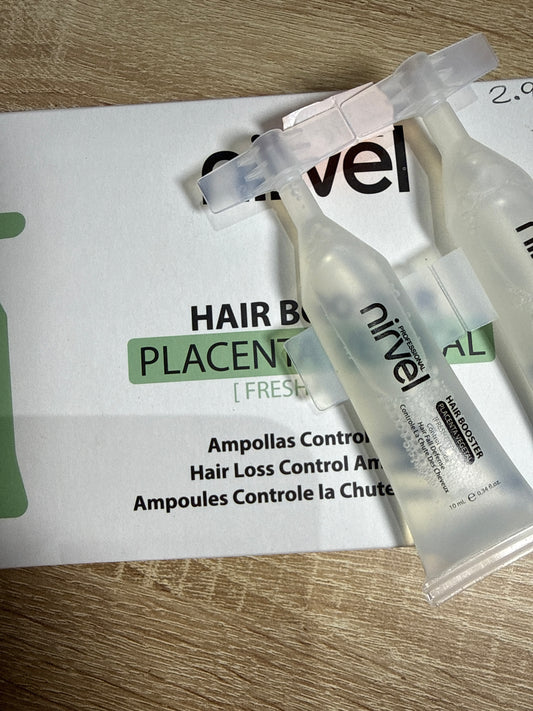 Nirvel Hair Booster Placenta Vegetal – Control Caída [Fresh Effect] 2 AMPOLLAS