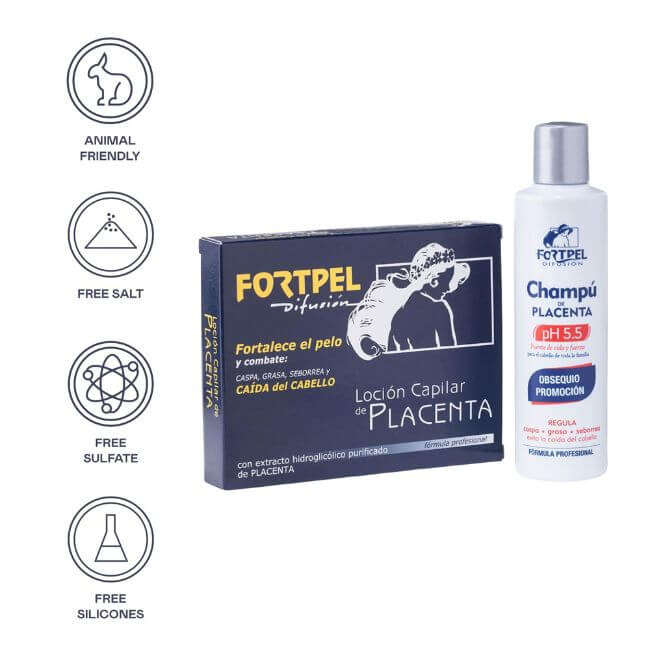 Pack 6 viales placenta 6x15 ml + Champú placenta - 200 ml