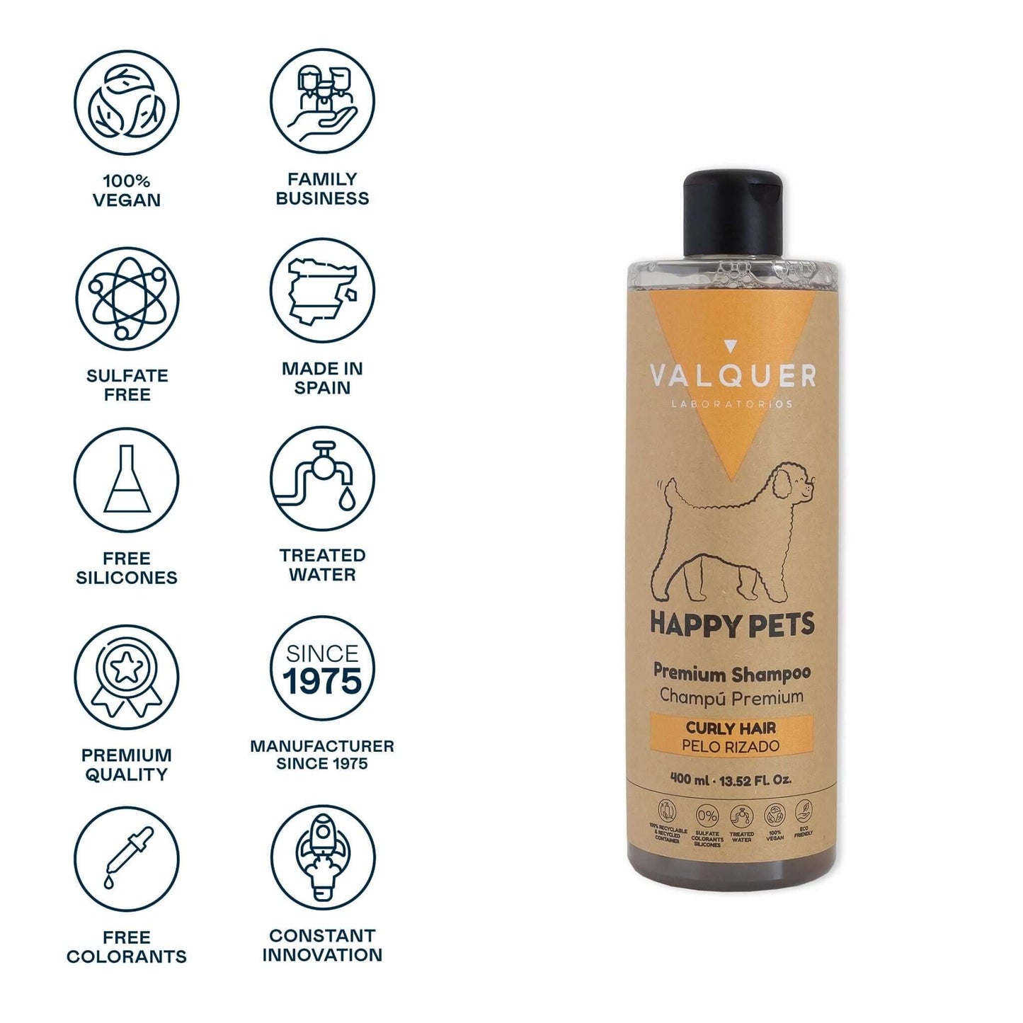 Champú Premium para Mascotas de Pelo Rizado - 400 ml