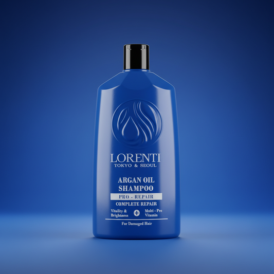Lorenti Tokyo & Seoul Champú Aceite de Argán | Pro-Repair · Reparación Total · Vitalidad y Brillo · Cabello Dañado