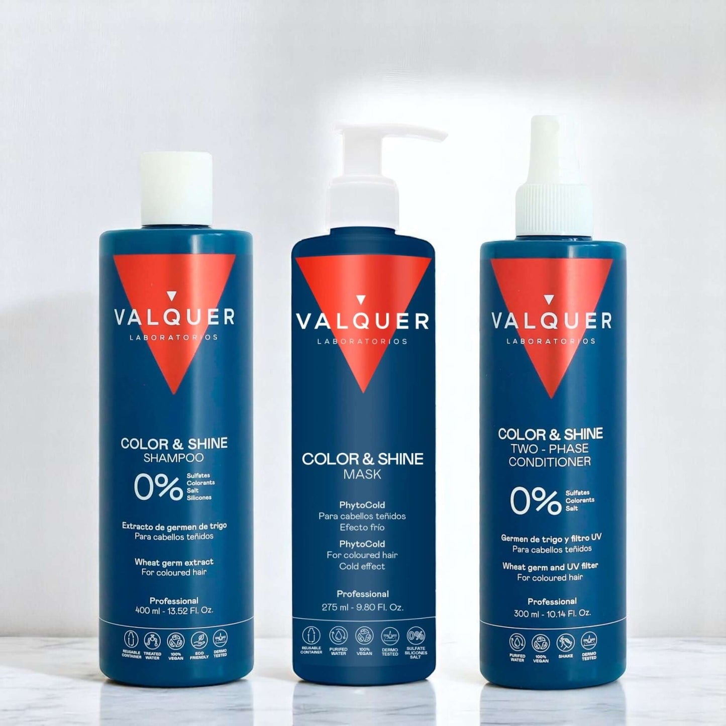 Pack Potenciador color y brillo para Cabellos Teñidos - Champú, Mascarilla y Acondicionador Bifásico - 1000 ml