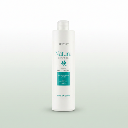 Champú Antiencrespamiento Orgánico Risfort Natura | Aceite de Camelia + Trigo · Frizz Control · 500ml